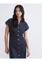 Shirt Collar Waist Seat Jean Dress - 2