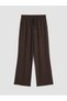 Brown Wide Leg Women's Trousers with Elastic Waist - 5