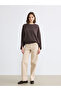 Brown Crew Neck Oversized Blouse - 2