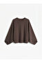 Brown Crew Neck Oversized Blouse - 5