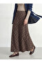 Brown A-Line Plaid Skirt with Zipper at the Waist - 2