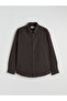 Brown Regular Fit Long Sleeve Gabardine Men's Shirt from Plus-Store - 5