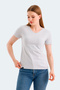 Vivek Women's V-Neck Stone Gray T-Shirt - 3