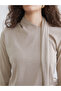 Beige shawl collar women's knit sweater - 3