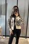 Collar Fur Detail Lace-Up Leopard Cardigan - Black Black - 2