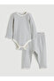 Ecru striped baby boy bodysuit and pants set - 2