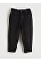 Black Elastic Waist Loose Fit Boy's Jean Trousers - 2