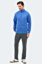 Mendoza I Men's Zippered Mock Neck Pocket Indigo Sweatshirt - 7