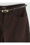 Wideleg Women's Jeans Trousers with Belt on the Waist - 2