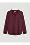 Burgundy Ruffled Mock Neck Blouse - 5