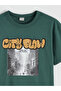 Green Crew Neck Printed Boy's T-Shirt - 3