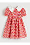 Printed Linen Look Girl Dress - 3
