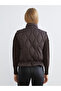 Brown Mock Neck Quilted Oversized Women's Puffer Vest - 4