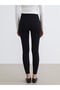 Black Women's Leggings Pants with Elastic Waist - 4