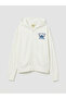 Lcw Kids White Stitch Printed Girls' Soft Touch Zippered Sweatshirt - 3