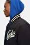 Crocker Black Printed Embroidered Loose Fit Men's College Coat - 3