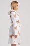 Women's Hooded Long Sleeve Belted Dressing Gown Teddy Bear Patterned Beige C9T6N1205 - 2