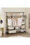 Large Capacity Rolling Garment Rack, Metal Clothes Rail with Shelves and Caster Wheels, Practical Wa - 4