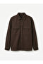 Brown Loose Fit Men's Gabardine Shirt Jacket - 5