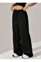 Women's Oversized 2-Piece Winter Cotton Lined Black and Gray Loose Cut Lace-Up Thick Fabric Sweatpants - 2