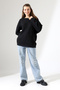 Women's Black Oversized Casual Comfortable Fit Boat Neck Knitwear Sweater - 3