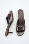 Women's Heeled Sandals Dark Brown Yanki - 3