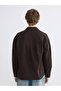 Brown Loose Fit Men's Gabardine Shirt Jacket - 4