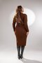 Plus Size Women's Polo Neck Knit Dress Brown - 5