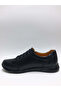 Genuine Leather Zippered Large Size (45-46....) Black Flexible Rubber Sole Men's Shoes - 3