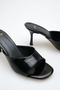 Women's Heeled Sandals Black Patent Leather - 4