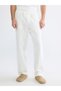 Ecru Comfortable Fit Linen Look Men's Trousers - 2