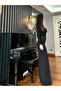 Black Belted High Waist Wide Cut Trousers - 7