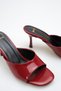Women's Heeled Sandals Burgundy Patent Leather - 5