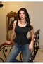 Women's Black Strappy Stretchy Peplum Blouse - 2