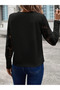 Women's Waffle Fabric Crew Neck Floral Sleeves Lace Detail Elegant Blouse - 5