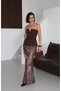 Women's Bitter Brown Flock Printed Midi Satin Skirt Yel221802 - 2