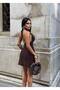 Women's Bitter Brown Neck Tie Backless Mini Dress Yel221733 - 3