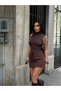 Women's Brown Bird Eye Detailed Mini Suede Skirt Yel221773 - 2