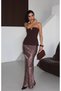 Women's Bitter Brown Flock Printed Midi Satin Skirt Yel221802 - 3