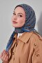 وشاح من القطن الحريري بنمط الأقحوان الأزرق