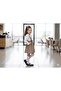 Ecru Inner Lace-Trimmed Faux Leather Salopet Skirt Suit - 3