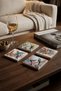 Birds and Flowers Themed Birds Natural Stone Travertine Coasters Stone Coasters Set of 4