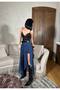 Women's Cobalt Blue Plaid Patterned Slit Asymmetrical Skirt Yel221806 - 3
