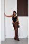 Women's Brown Flock Printed Midi Satin Skirt Yel221802 - 3