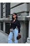Women's Black Side Lace-Up Detailed Crop Shirt Yel221751 - 2