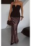 Women's Bitter Brown Flock Printed Midi Satin Skirt Yel221802 - 4