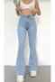 Yejda Women Stretch Fabric Ice Blue High Waist Flare Jean Spanish Leg Jeans Pants