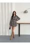 Women's Lace Detail Plaid Pattern Belted Dress - 6
