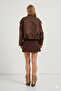 New Season Women's Brown Suede Effect Bomber Jacket – Oversized , Casual & Trendy Model - 5