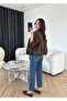 New Season Women's Khaki Suede Effect Bomber Jacket – Oversized , Casual & Trendy Model - 5